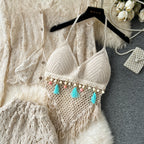 Cardigan&Camisole&Skirt Hollowed 3Pcs