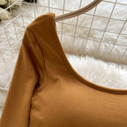 U-neck Backless Solid Color Shirt