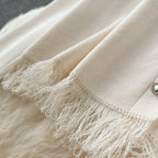 Cardigan&Half-body Skirt Fringed Knit 2Pcs