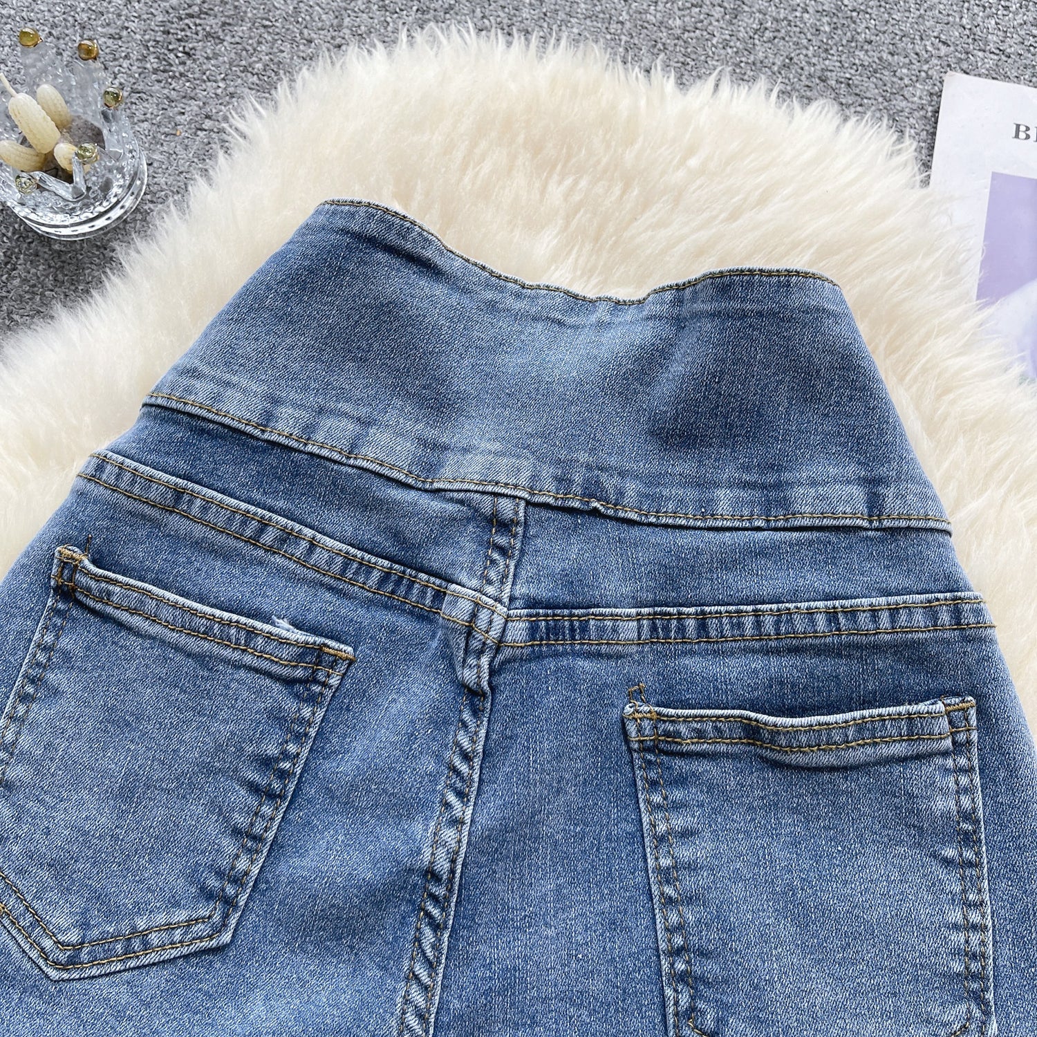 Korean Style Single-breasted Denim Shorts