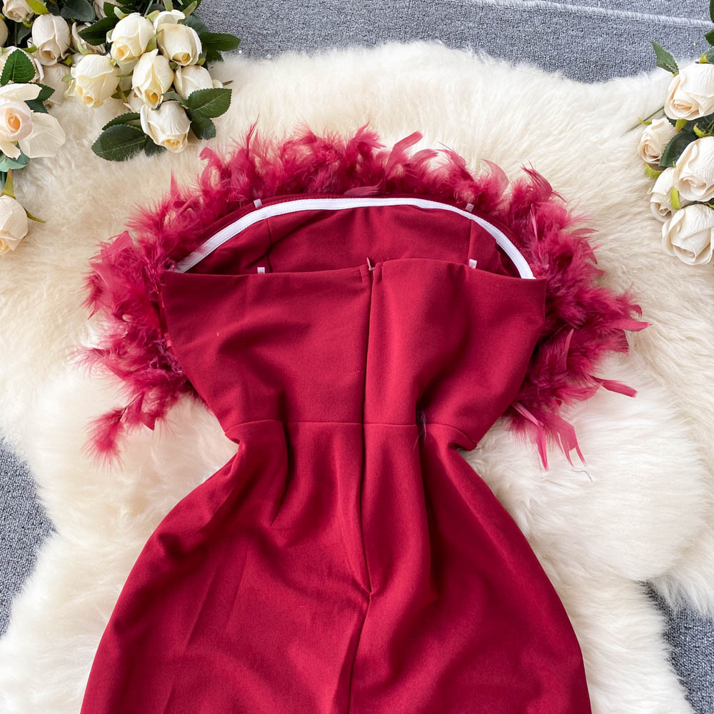 Niche Design Hairy Top Jumpsuit