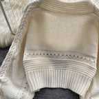 Bow Drawstring Short Knitted Cardigan