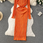 Casual Round Collar Elastic Dress