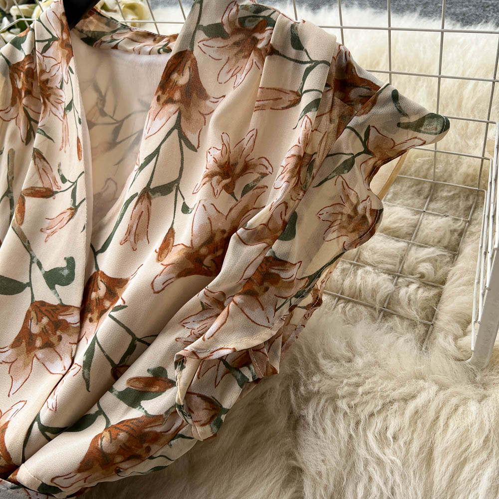 Vintage V-neck Sleeveless Floral Dress
