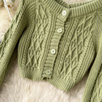 Twisted Cardigan&Split Skirt Knitted 2Pcs