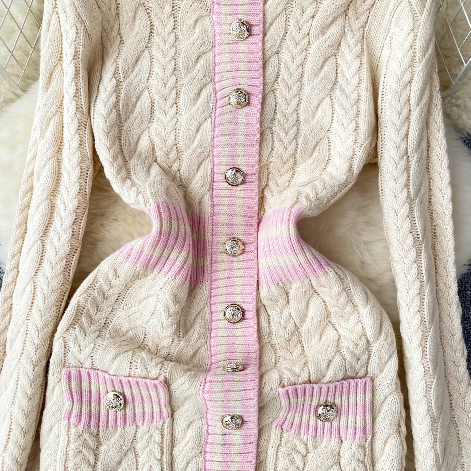 Vintage Color Blocking Striped Knitted Dress