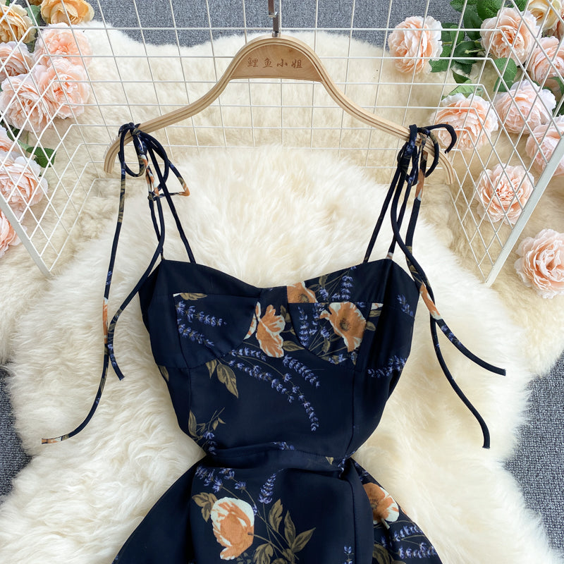 Printed Chiffon Suspender Skirt