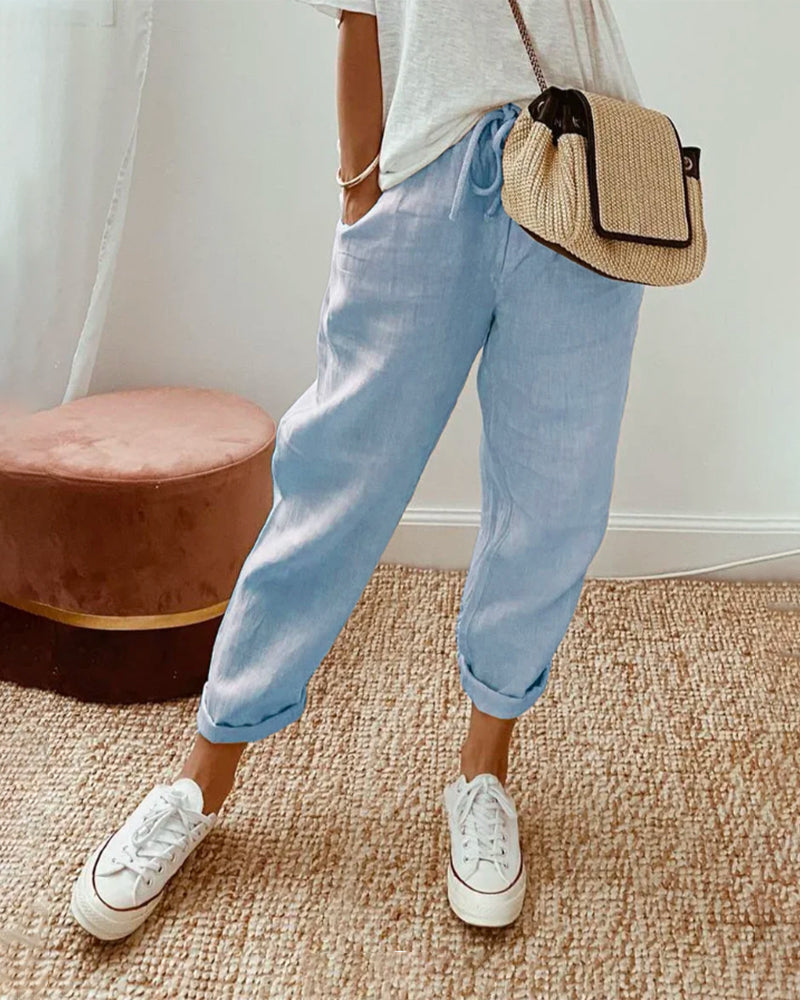 Aisha | Elastic-Waist Fluid Pants