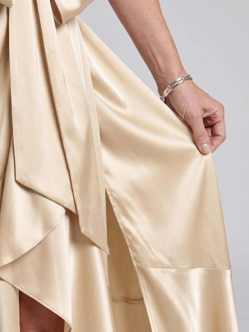 Halter Wrap Asymmetric Hem Midi Dress