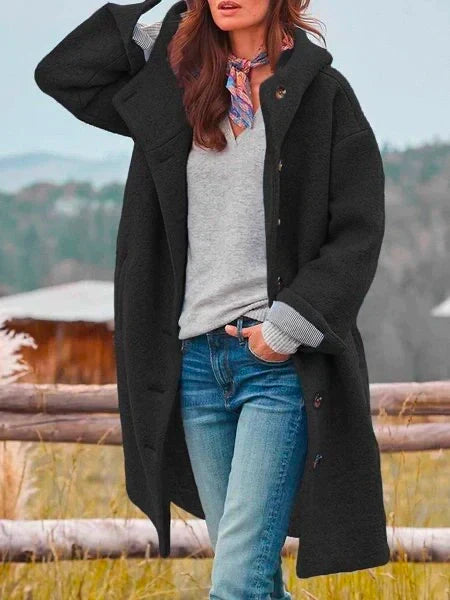 Button-Front Mid-Length Coat