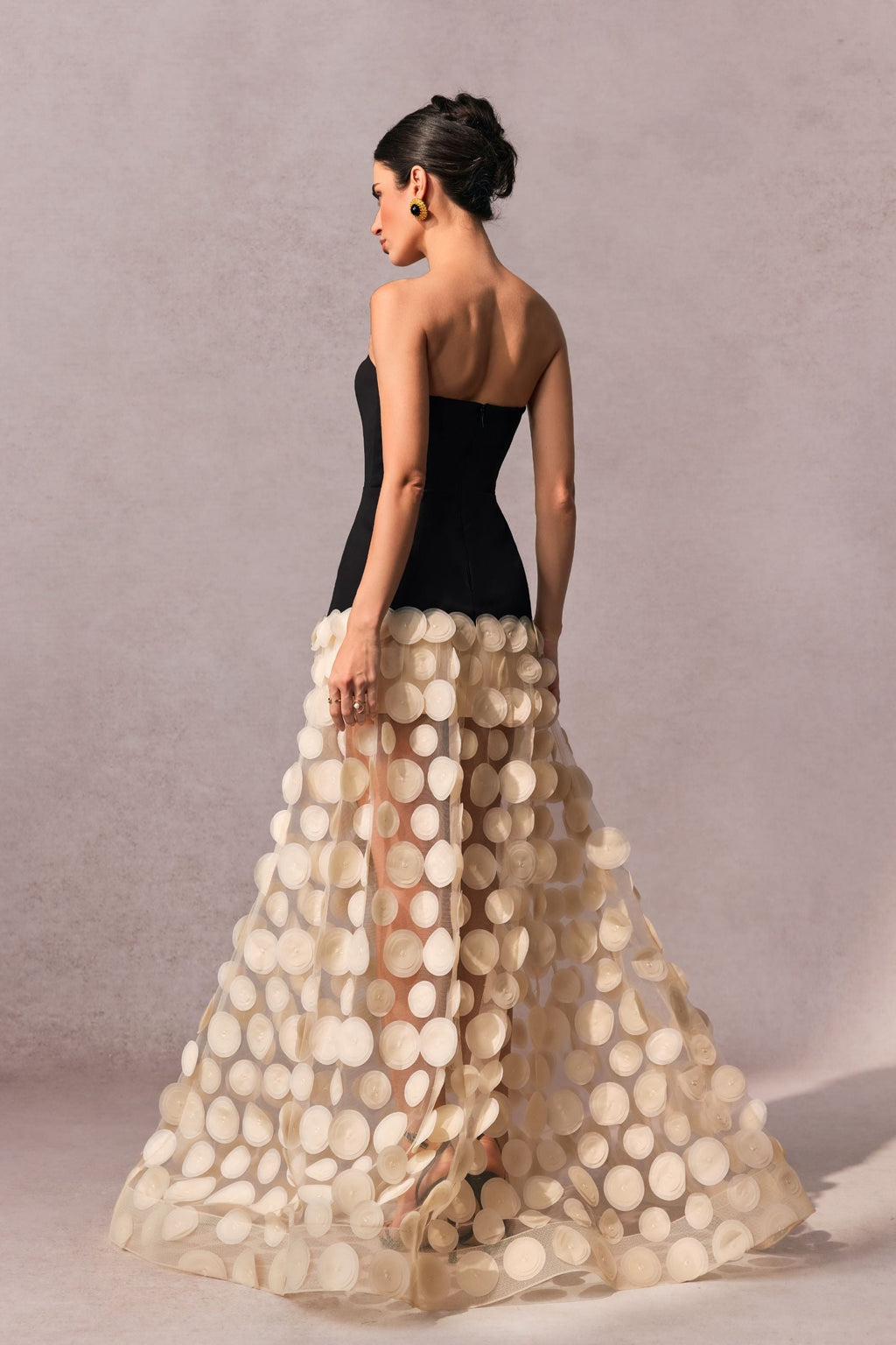 Circular Mesh Patchwork Bustier Dress