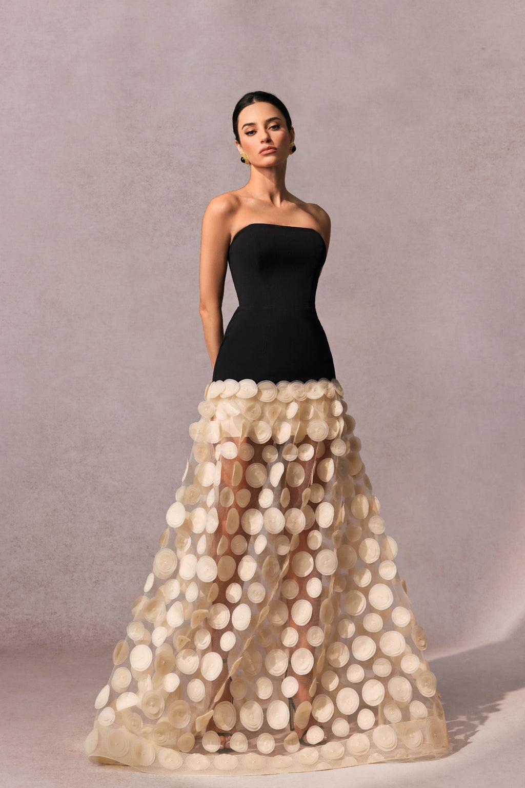Circular Mesh Patchwork Bustier Dress