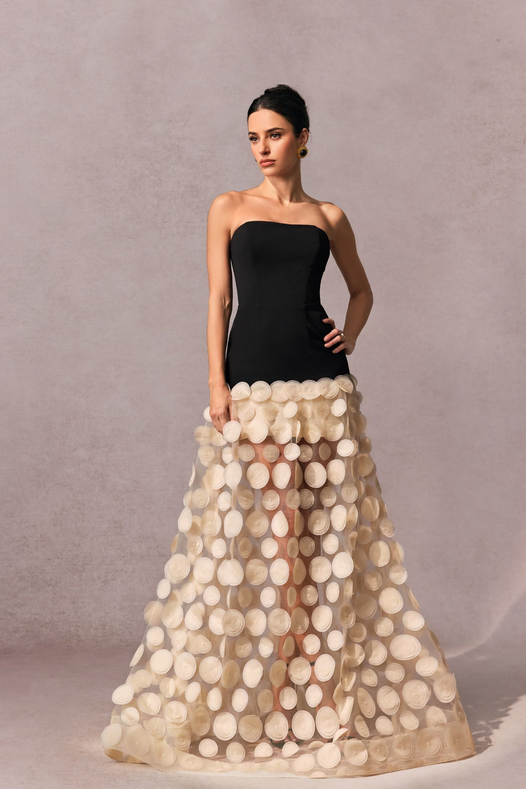 Circular Mesh Patchwork Bustier Dress