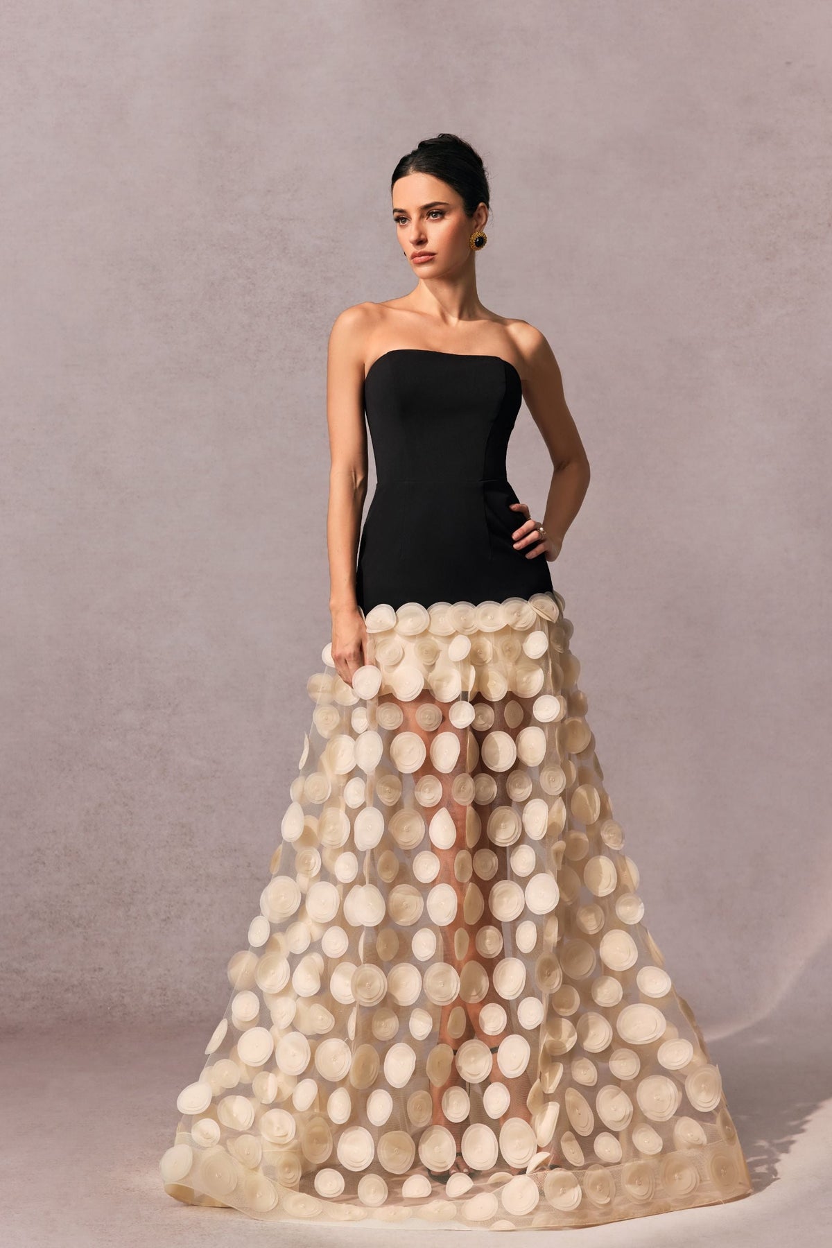 Circular Mesh Patchwork Bustier Dress
