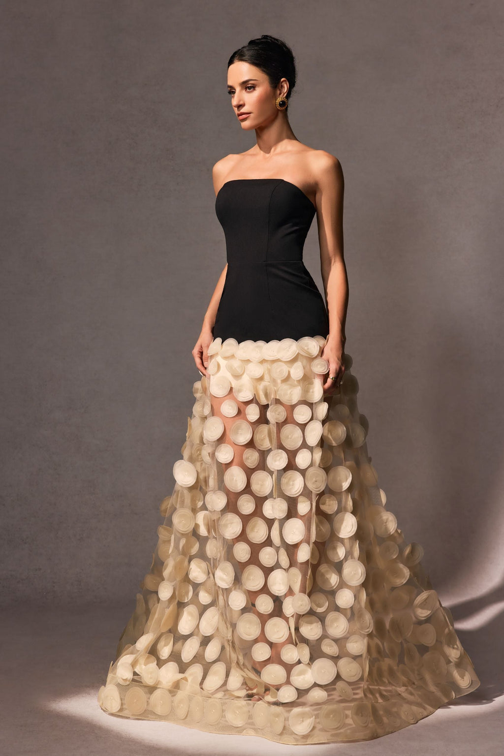 Circular Mesh Patchwork Bustier Dress