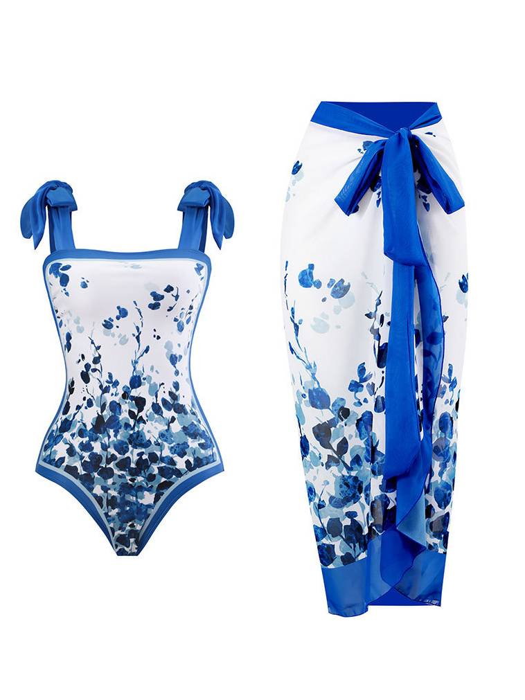 One Piece Swimsuit Chiffon Skirt Two-piece set