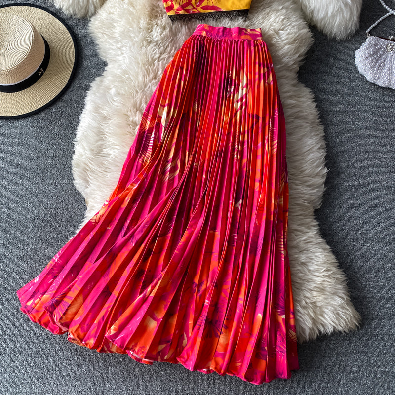 Camisole&Pleated Half-body Skirt 2Pcs