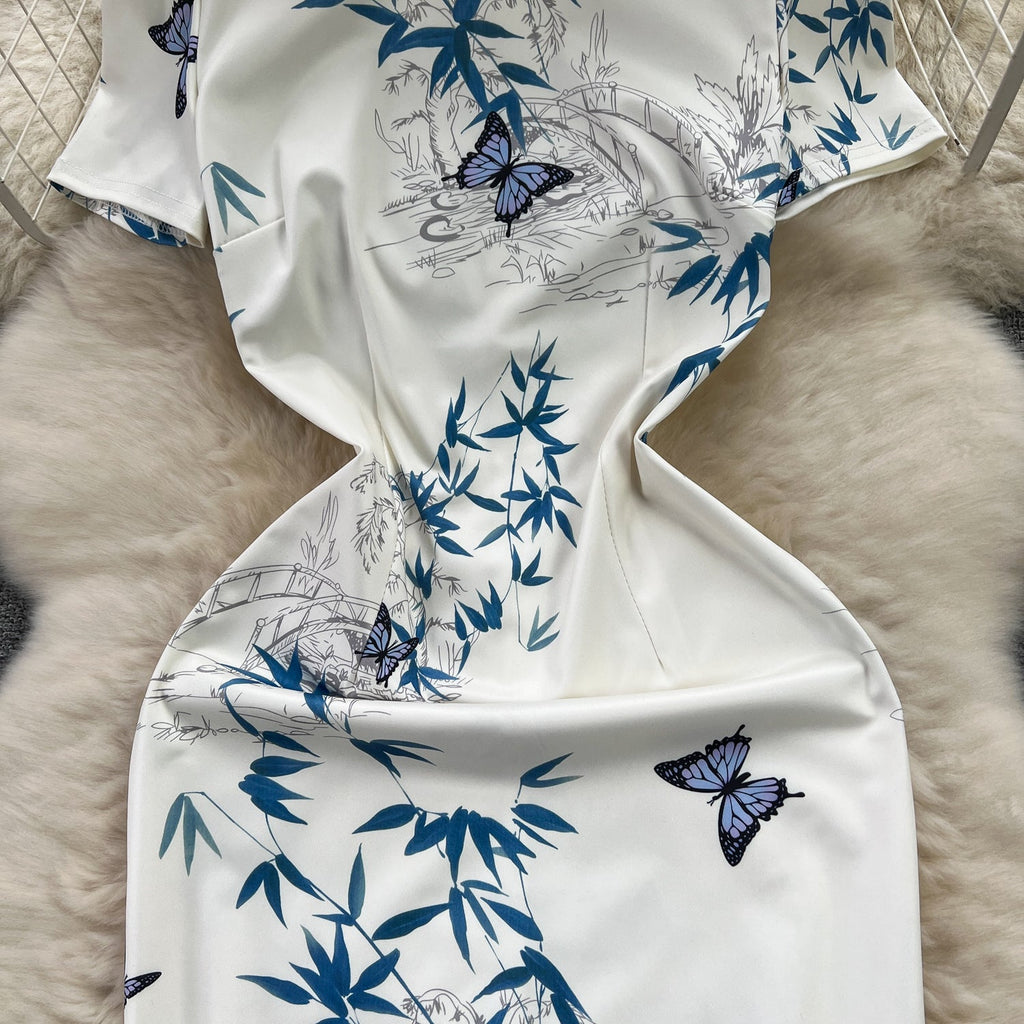 Chinese Style Floral Split Cheongsam