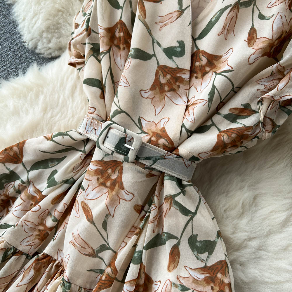 Vintage V-neck Sleeveless Floral Dress