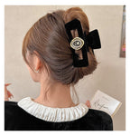 Beaded Black Velvet Hair Claw