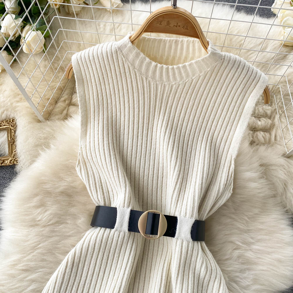 Two-piece Tartan Shirt Split Knit Vest