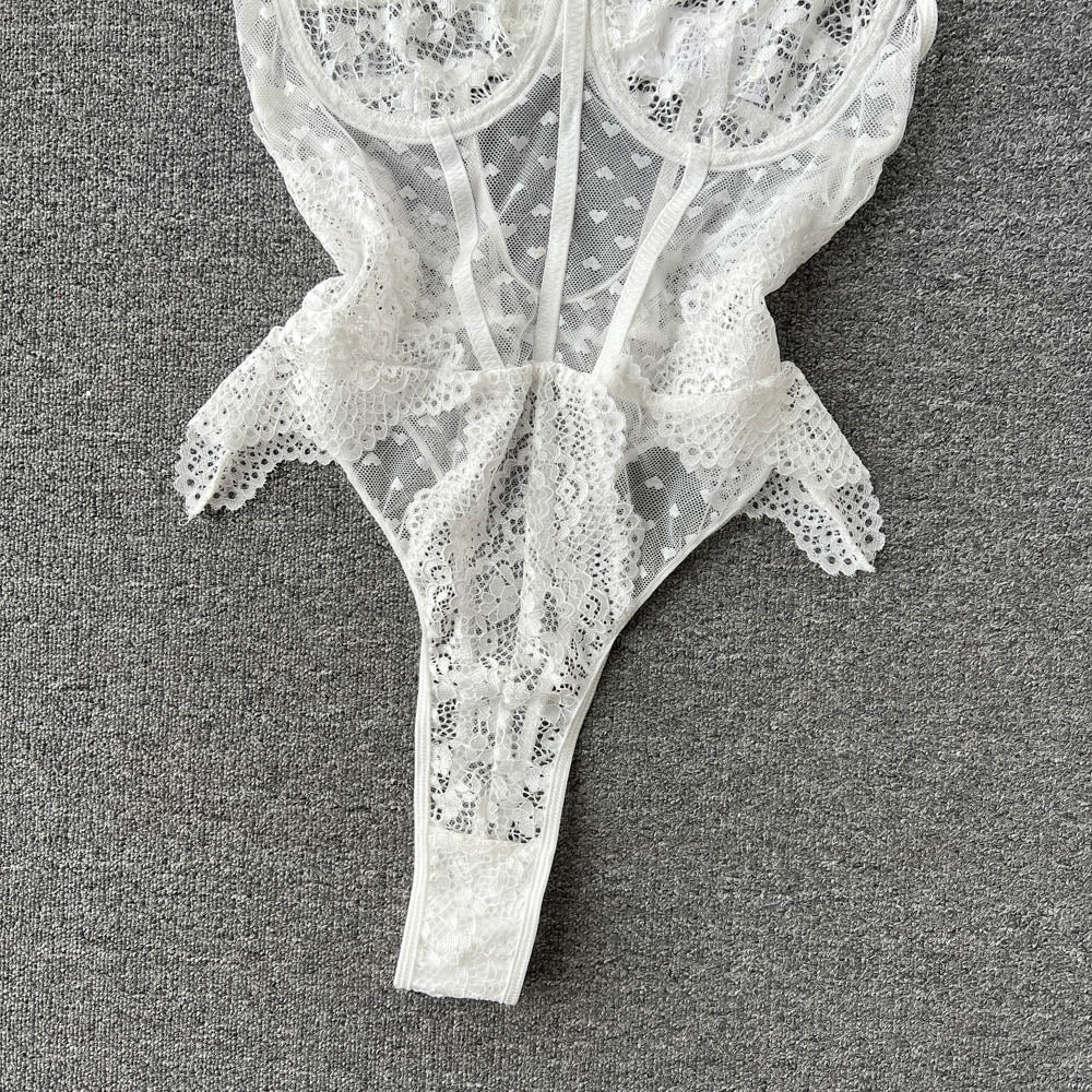 Chic White Lace Bustier Jumpsuit