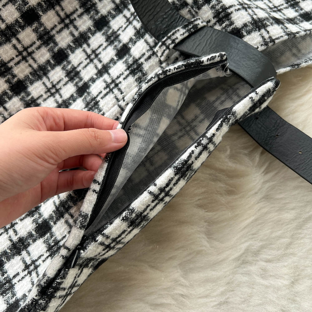 Bottom Sweater&Houndstooth Strappy Dress 2Pcs