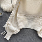 Bow Drawstring Short Knitted Cardigan