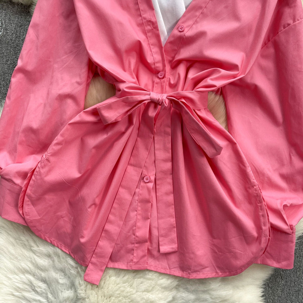 Niche Faux Two-pieces Patchwork Top