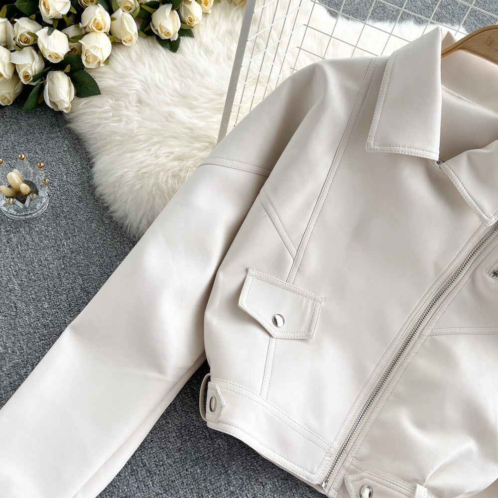 Vintage Short Pu Leather Jacket