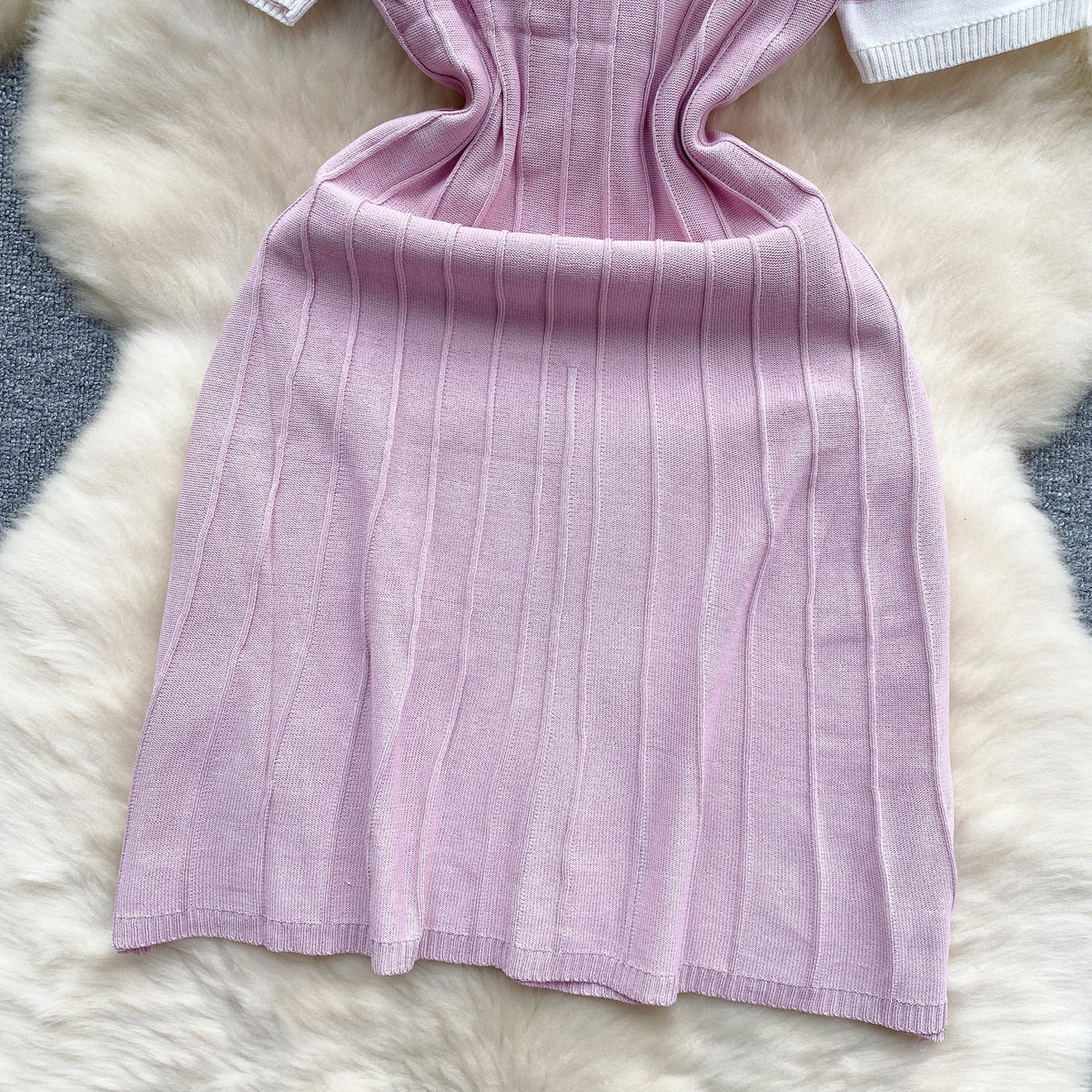 Candy Color V-neck Knitted Dress