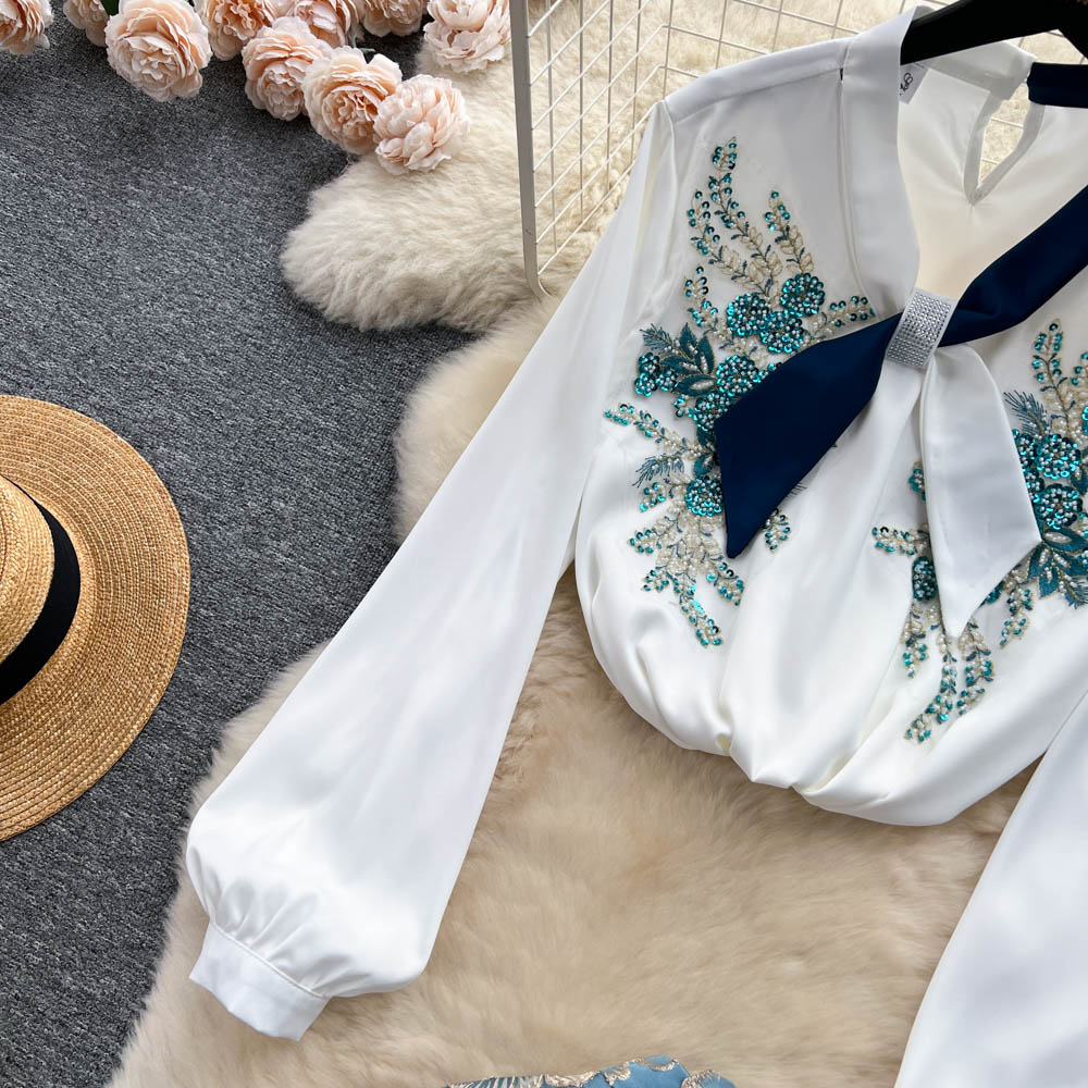 Embroidery Shirt&Floral Skirt 2Pcs Set