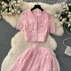 Crochet Shirt&Skirt Lace 2Pcs