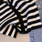 Black&White Striped Zip Camisole