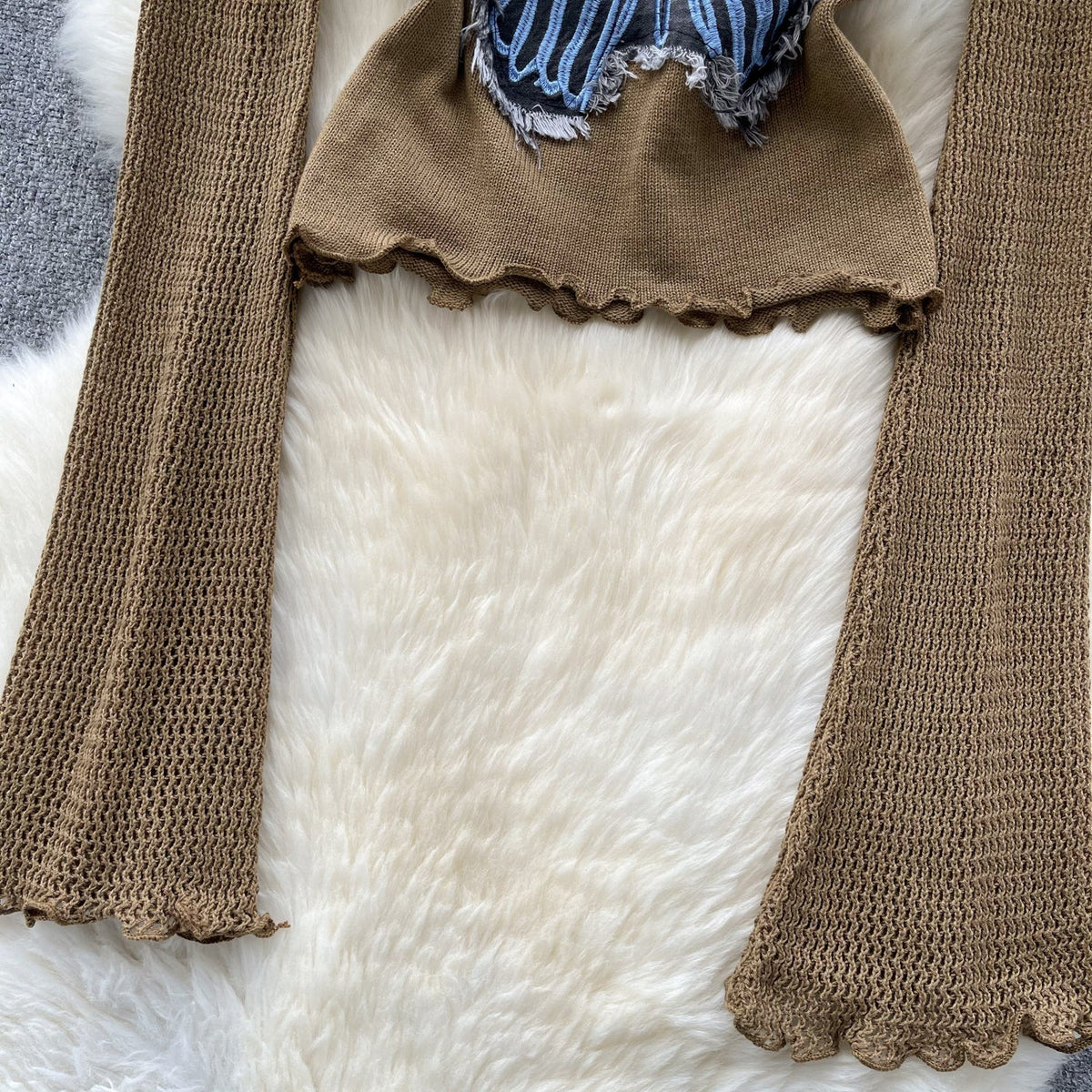 Vintage Distressed Butterfly Pattern Knitwear
