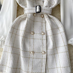 Bow-tie Plaid Dress&Skirt 2Pcs