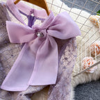 Beaded Embroidered Mesh Bow Dress