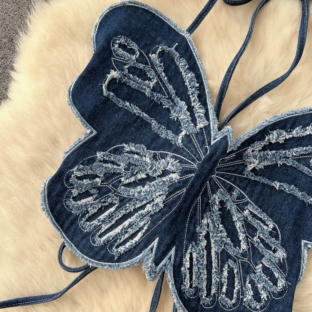 3D Butterfly Strapped Backless Top