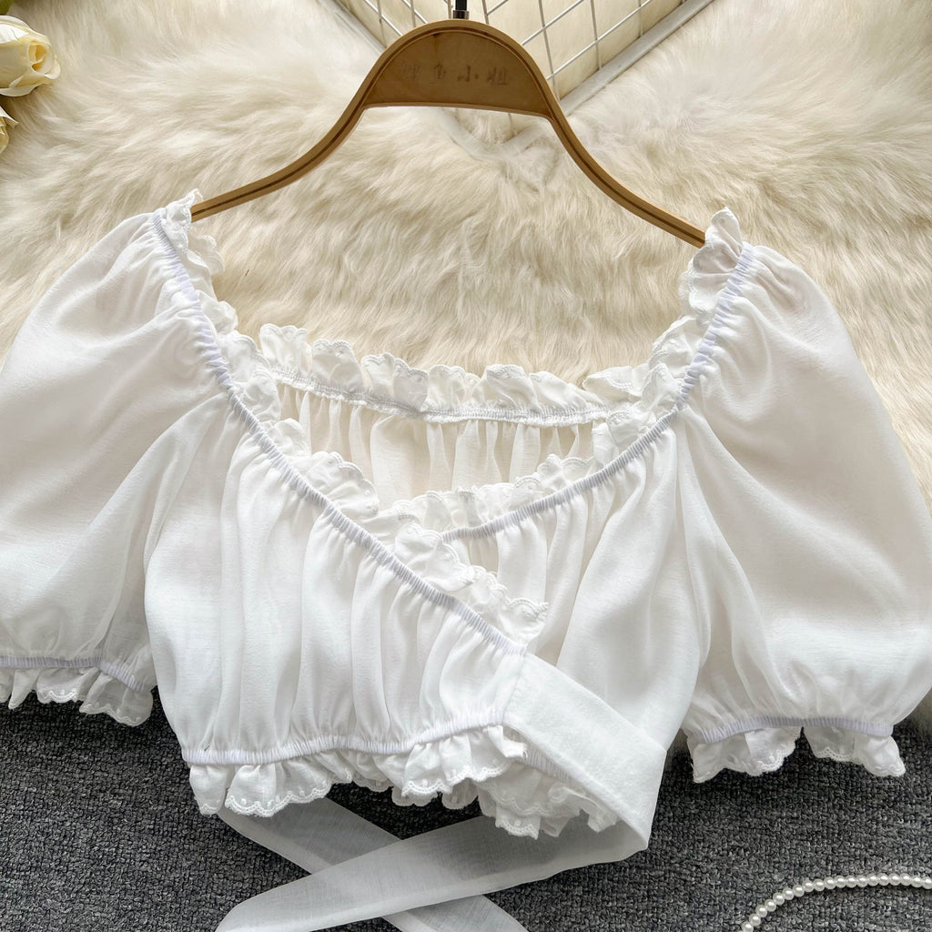 Niche Midriff-baring Ruffled Top
