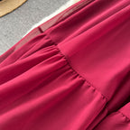 Vintage Ruffle-trimmed Pleated Dress