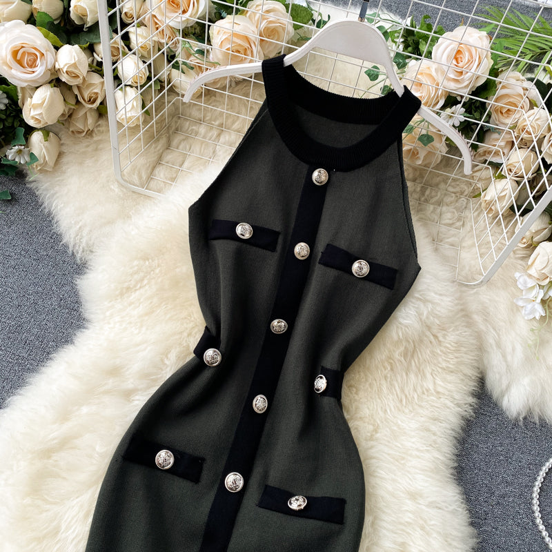 Halter-breasted Knitted Hip Dress
