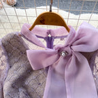 Beaded Embroidered Mesh Bow Dress