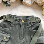 Chic Large Pocket Denim Shorts