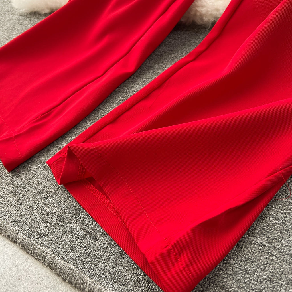 Blazer&Trousers Solid Color 2Pcs