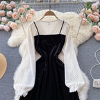 V-neck Panelled Velvet Waist Dress