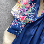 Courtly Flared Sleeve Floral Dress