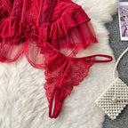 Vintage Mesh Ruffled Halter Dress