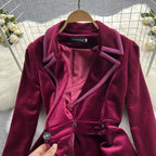 Velvet Suit Collar Trench Coat Dress