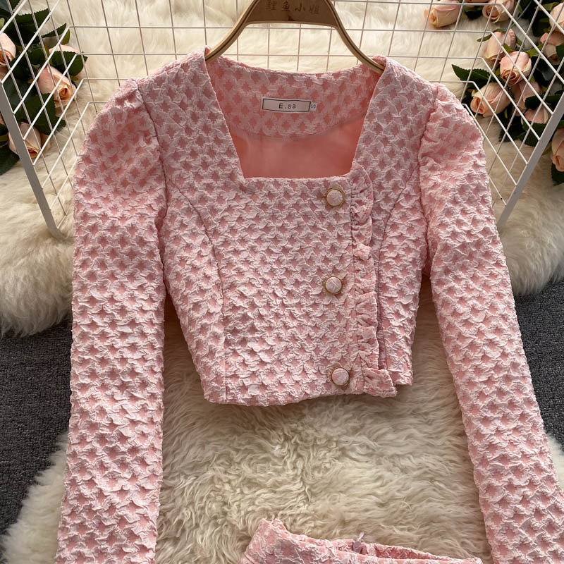 Suit Top&A-line Skirt 2Pcs Set
