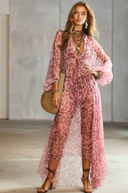 Leopard-Printed Puff-Sleeve Maxi Dress